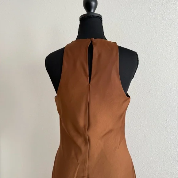 Elegant Brown Sleeveless Dress - Picture 3 of 5